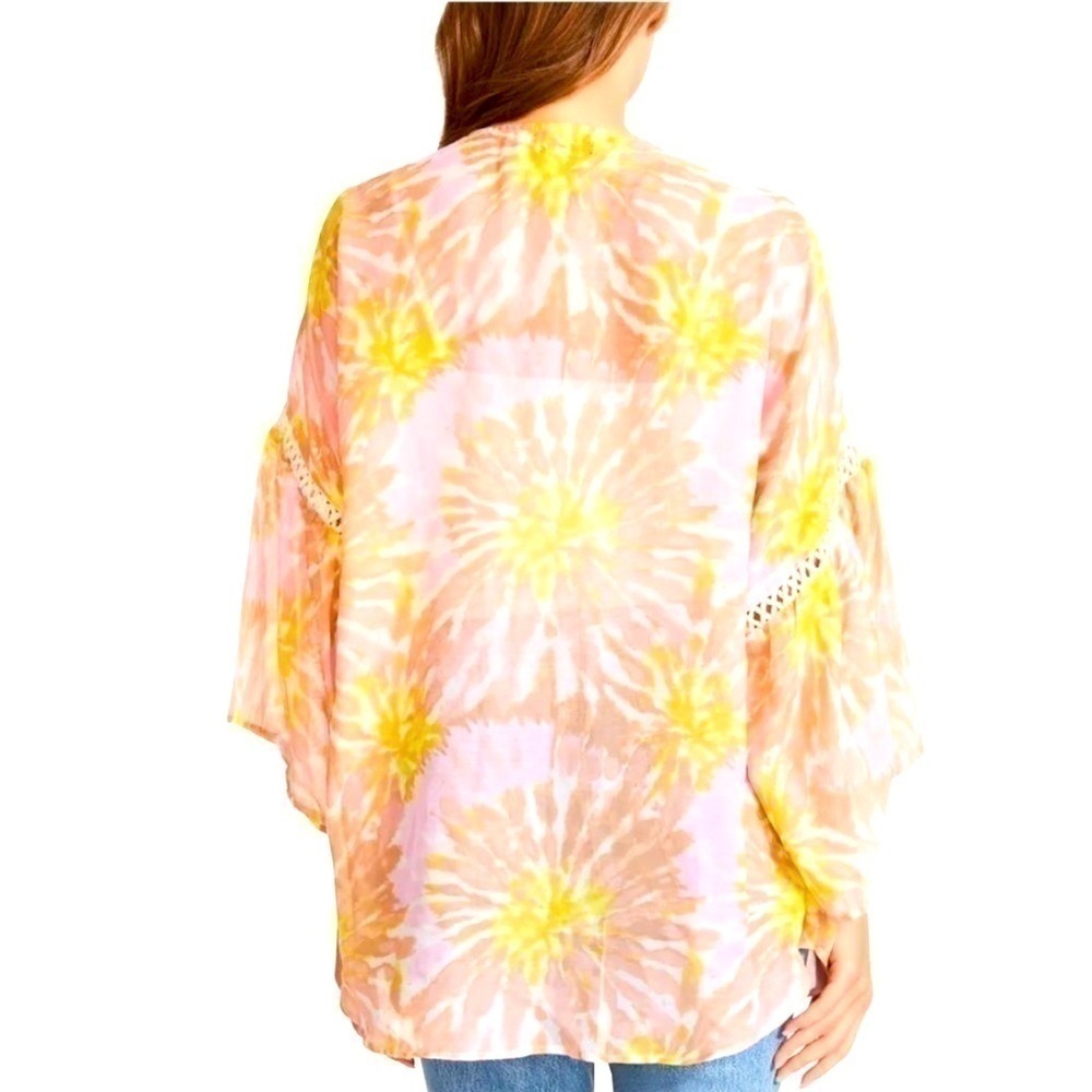 Steve Madden Crochet-Trim Tie-Dyed Kimono 31×32 Multicolor, swim shirt… - Picture 2 of 5